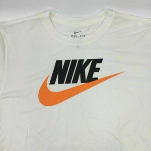 Nike Futura White Tee Shirt with Orange Swoosh